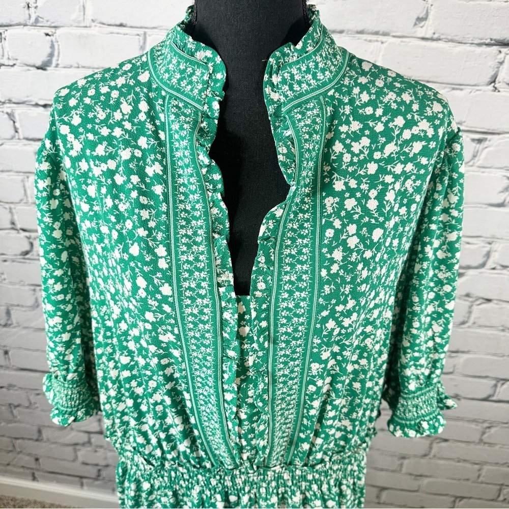 Adorne Floral Tiered Maxi Dress Size 22W Green Cottagecore Prairie Modest - Picture 7 of 14